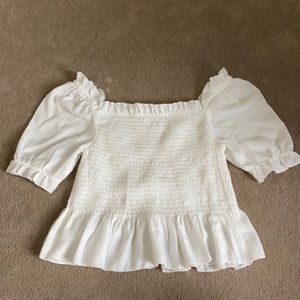 White puffy sleeve top